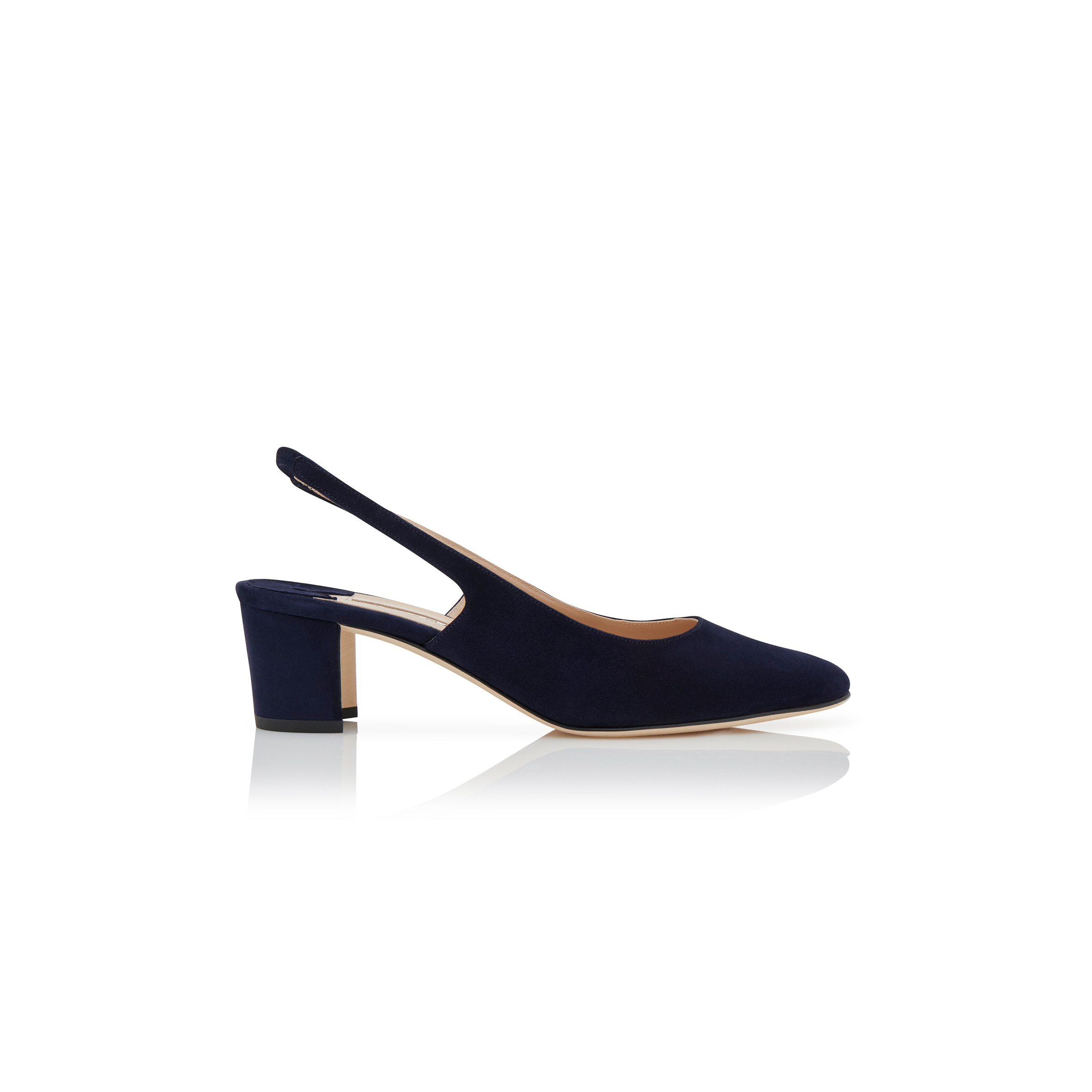 MANOLO BLAHNIK ALLURASAN NAVY BLUE SUEDE SLINGBACK PUMPS 121-1799-0007